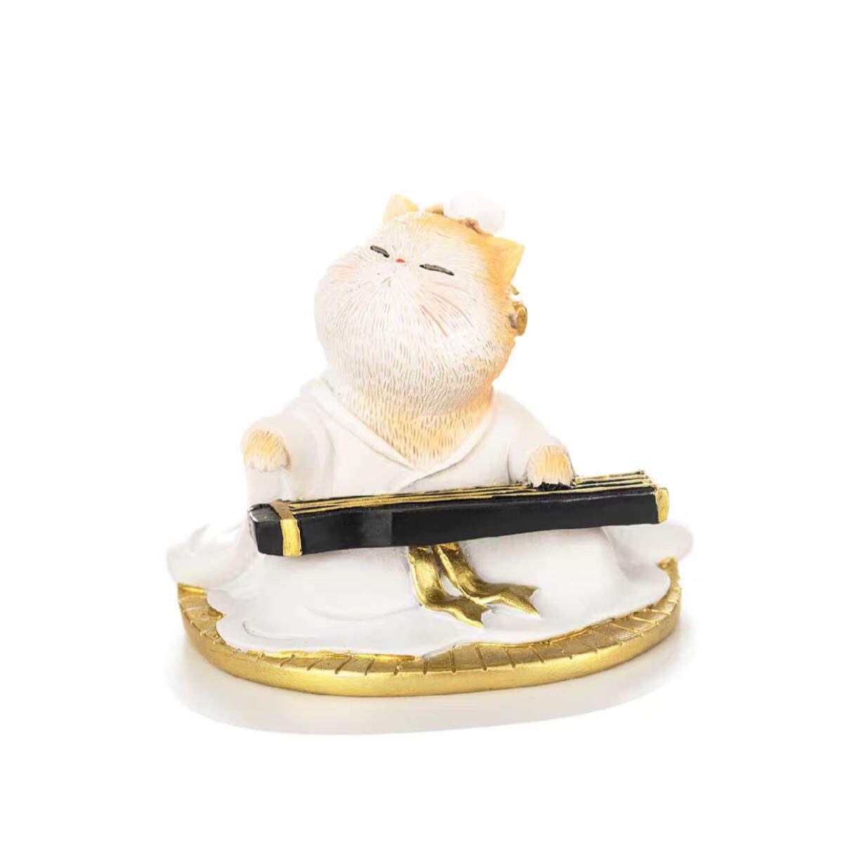 高档故桌宫猫琴弹棋书画酒茶面摆件生日情人诗节礼物 雅事对弈琴