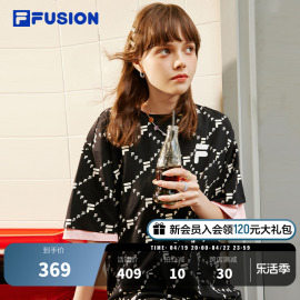 filafusion斐乐潮牌情侣短袖，t恤夏季纯棉，老花圆领短t休闲上衣