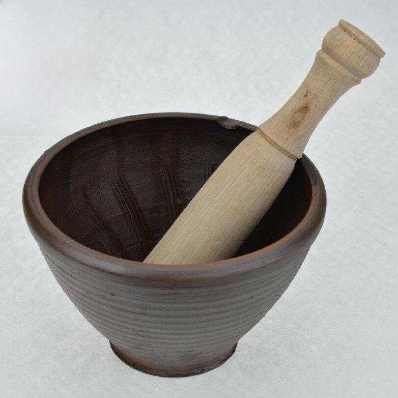湖南安仁茶陵特产椒钵焦巴研磨碗 擂茶钵抖辣椒钵中号土陶碗包邮