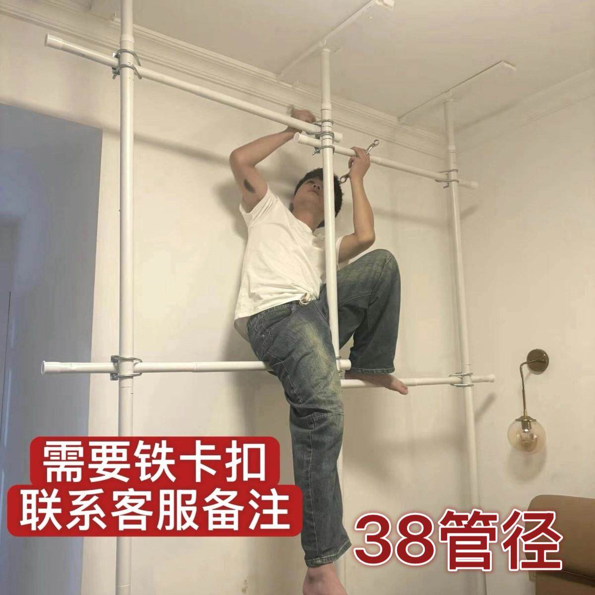 家用顶天立地置衣架卧室落地晾衣架免打孔伸缩衣柜收纳置物衣帽架