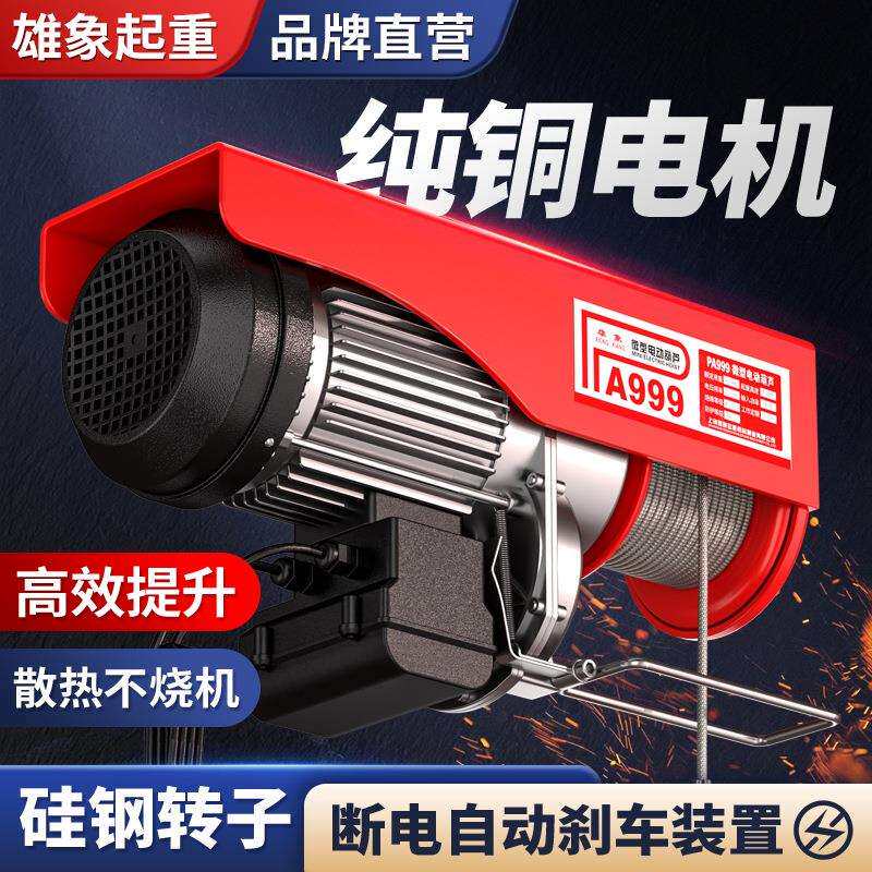 雄象微型电动葫芦小型吊机220V110V家用楼顶钢丝绳起重机电动葫芦图片