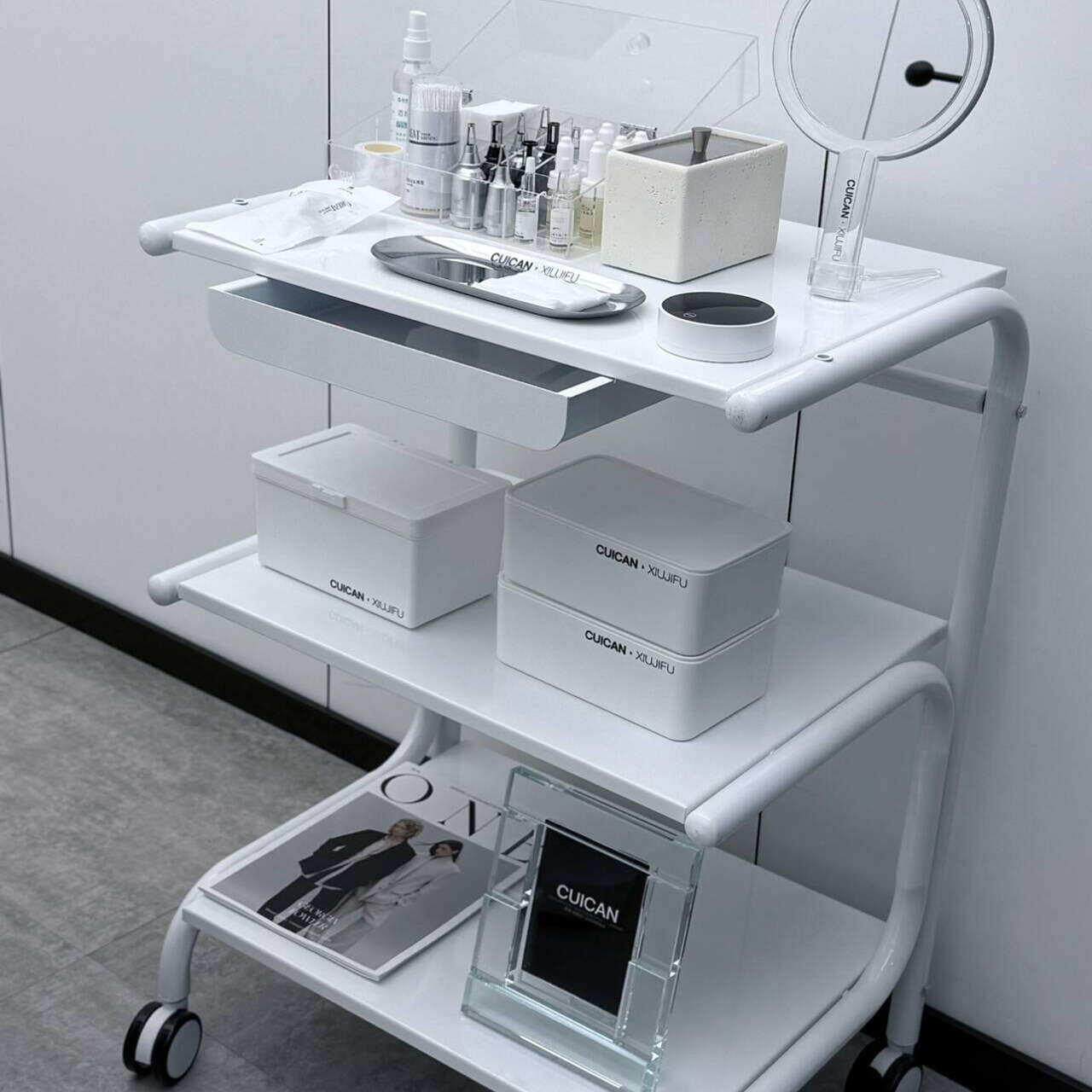 高档美容院菲洛嘉款专用推车美容仪器车带抽屉美业械置物工具推车