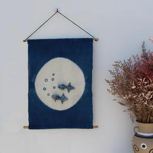 日式挂饰壁饰墙面装饰壁饰立体鱼挂件创意卧室房间床头挂画 画满