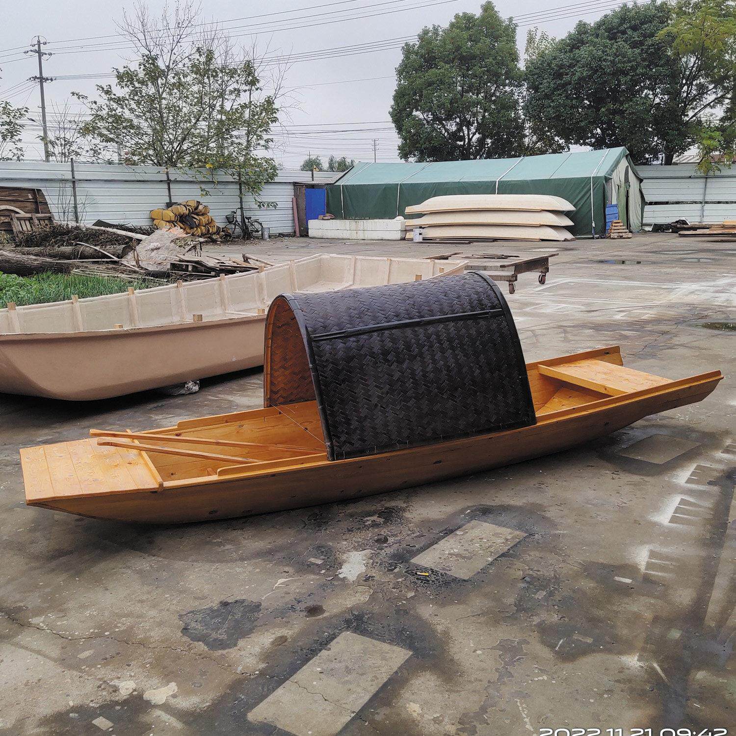 乌篷船仿古可下水乌蓬餐饮景观装饰模型实木道具摆件观光木船渔船