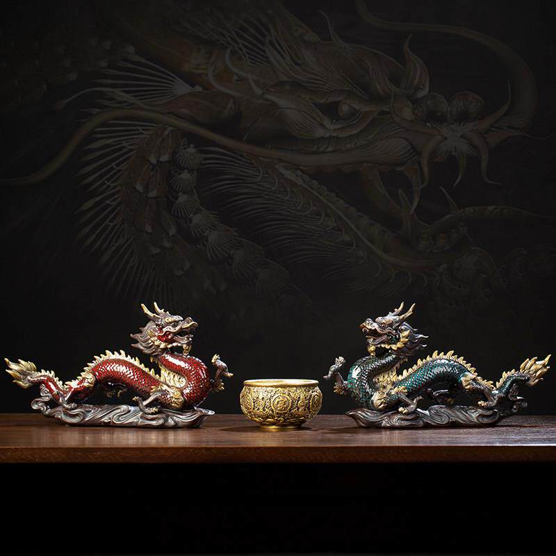 问瓷阁王顺祥龙摆件金龙青龙工艺礼品摆饰家居汉龙五爪龙装饰品万