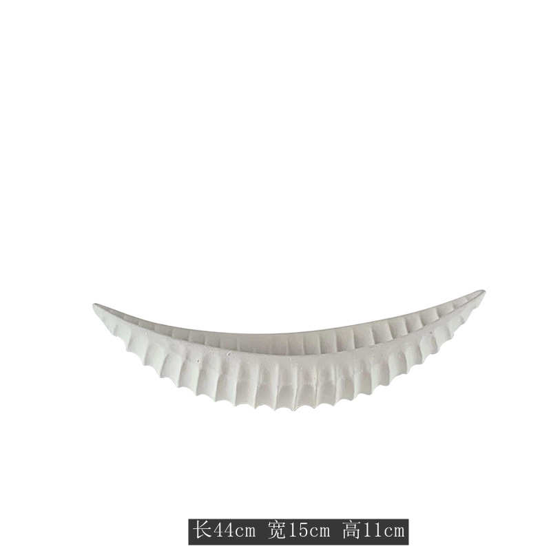 器轻奢售楼处简约装饰花瓶陶瓷船型样板房花盆插花摆件餐桌工艺品