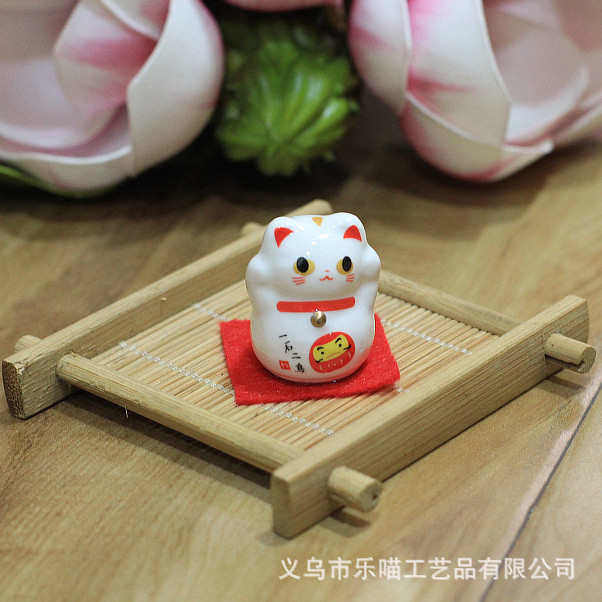 豆豆喵学生出口迷你摆件猫装饰创意礼品招财sw434陶瓷 猫乐