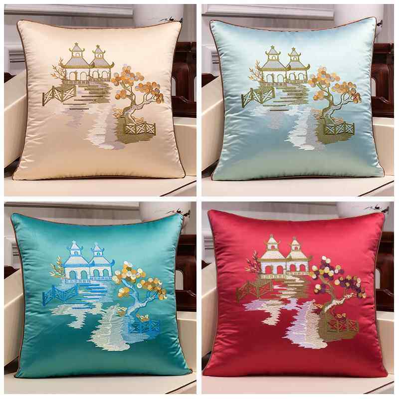 客厅沙发抱枕靠垫中式刺绣腰枕1191简约现代抱枕套不含芯正方形