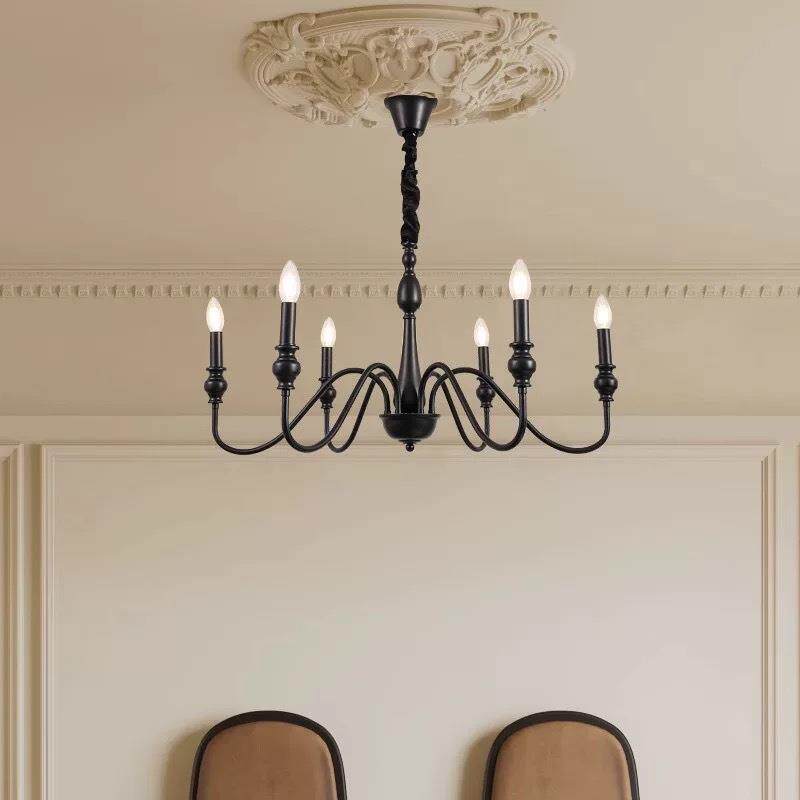 跨境美式复古蜡烛吊灯客厅餐厅卧室主灯乡村田园简约法式枝形吊灯