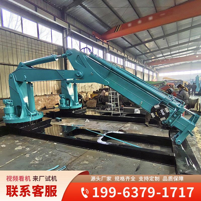 固定式车载折臂吊机小型360度旋转随车吊臂码头船用可折叠起重机