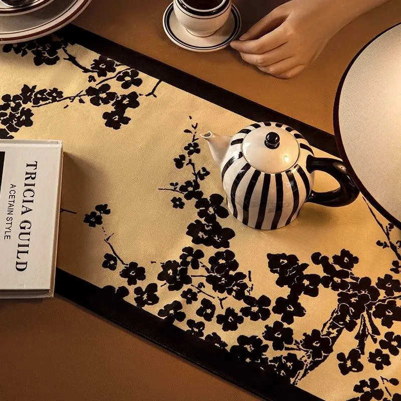 复古中式梅花桌旗轻奢高端流苏吊坠餐桌布电视柜餐边柜盖布茶几