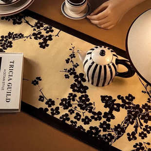 复古中式梅花桌旗轻奢高端流苏吊坠餐桌布电视柜餐边柜盖布茶几