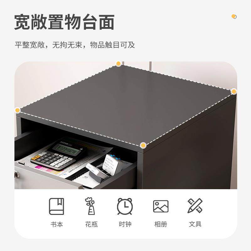 文件柜带锁小柜子办室木移动收纳柜抽公储屉柜质电脑桌下物GU柜矮