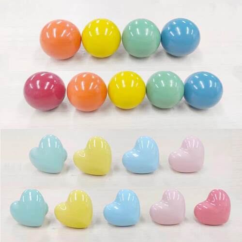 彩色陶瓷拉手圆形把手书柜衣柜门把手斗柜拉手抽屉门爱心把手