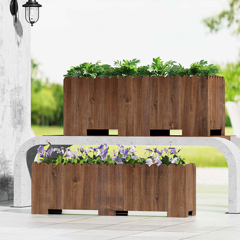 户外防腐木花箱组合长方形碳化实木花盆种植箱阳台种菜盆大号花槽