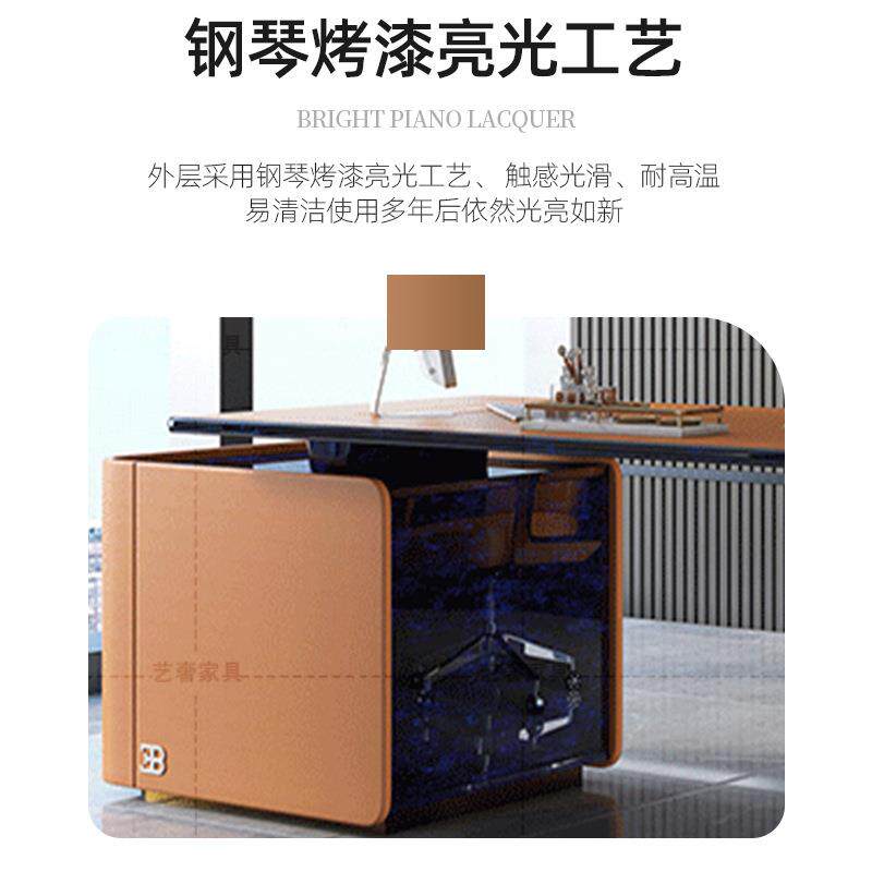 实木书桌意式轻奢总裁桌书房商务接待工作台简约单人电脑办公桌