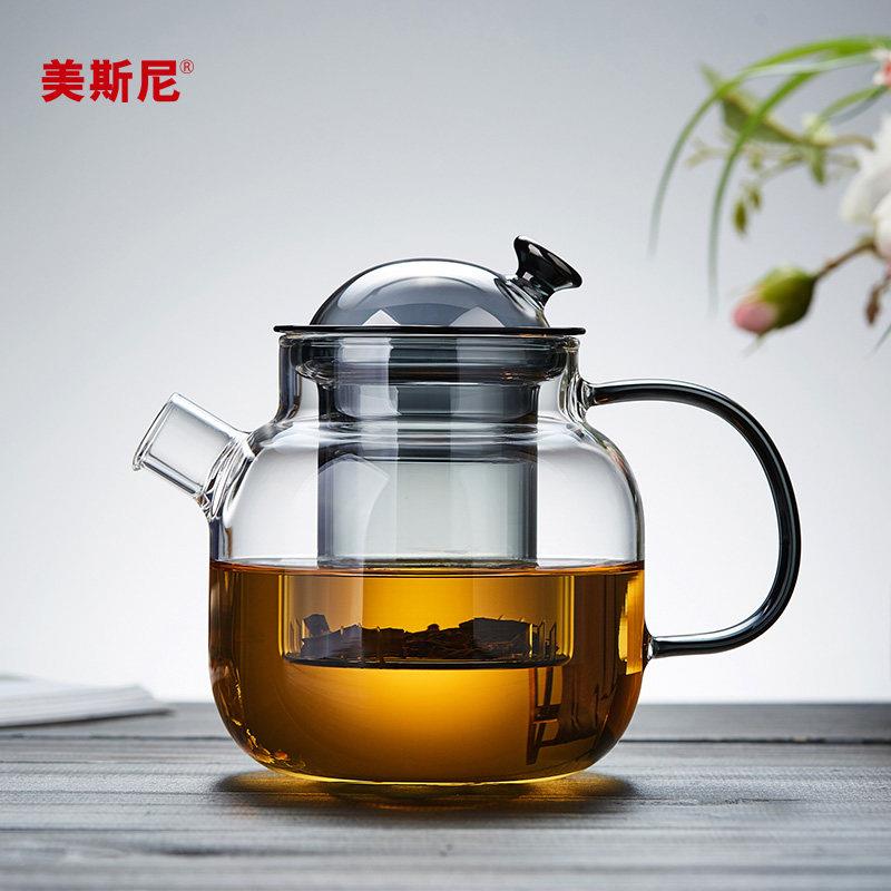 美斯尼玻璃茶壶家用沏茶单壶耐高温煮茶壶茶水分离泡茶器茶具套组