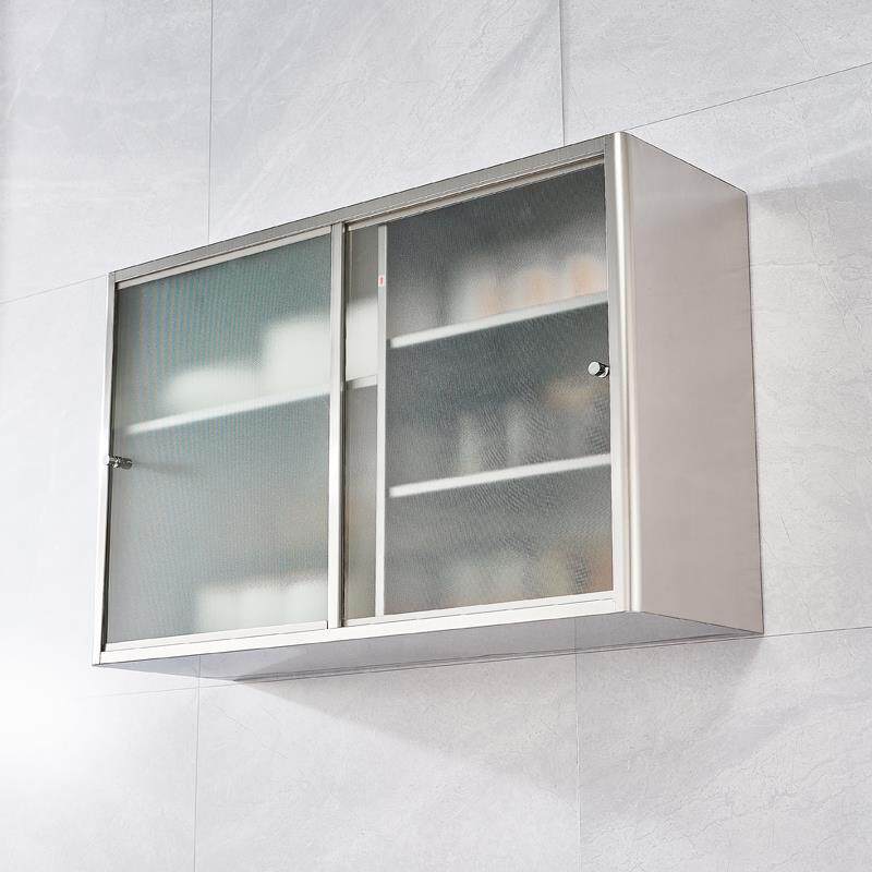 ?柜吊墙壁壁柜挂柜304不锈钢浴室玻厨璃推拉门储物收纳置HDF物房