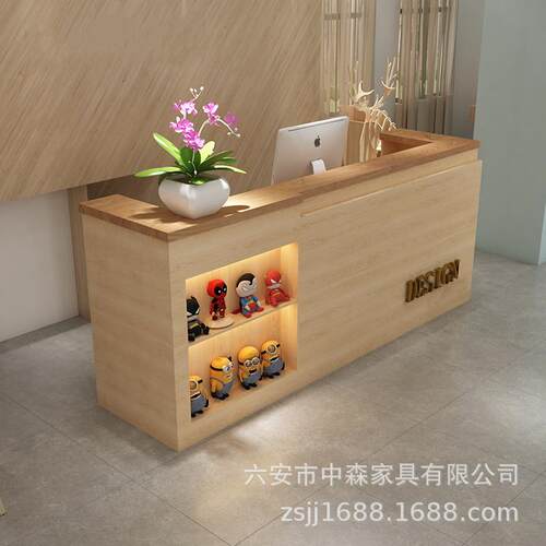 简约收银台吧台桌公司前台接待台迎宾台采耳店理发店服装店收银台