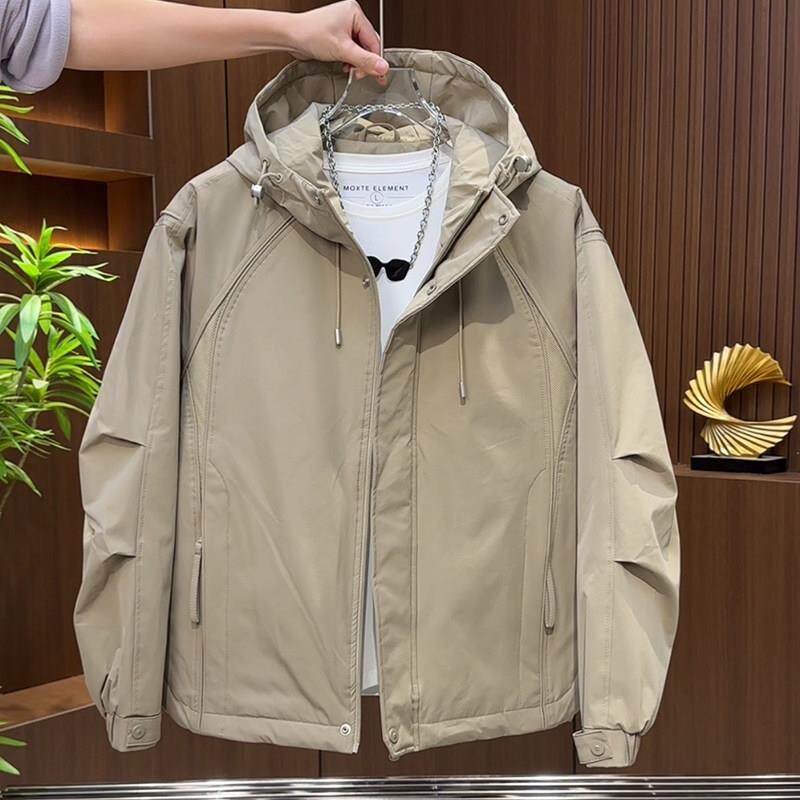 秋冬夹棉夹克男款户外休闲连帽韩版百搭棉服青年加厚冲锋衣外套男