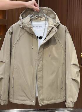 秋冬夹棉夹克男款户外休闲连帽韩版百搭棉服青年加厚冲锋衣外套男