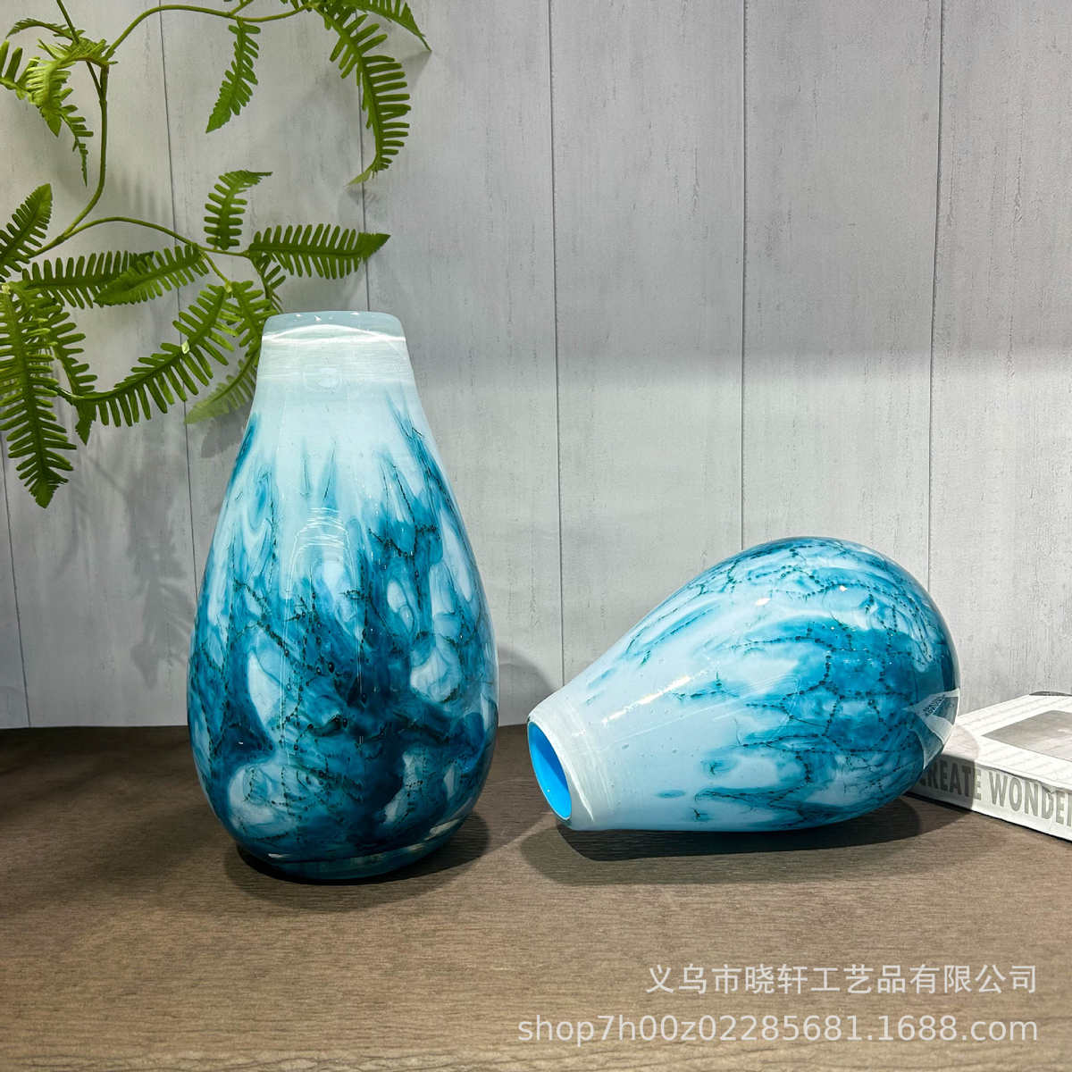 创意欧式高端琉璃花瓶客厅餐桌高级感摆件家居酒店高级插花装饰品