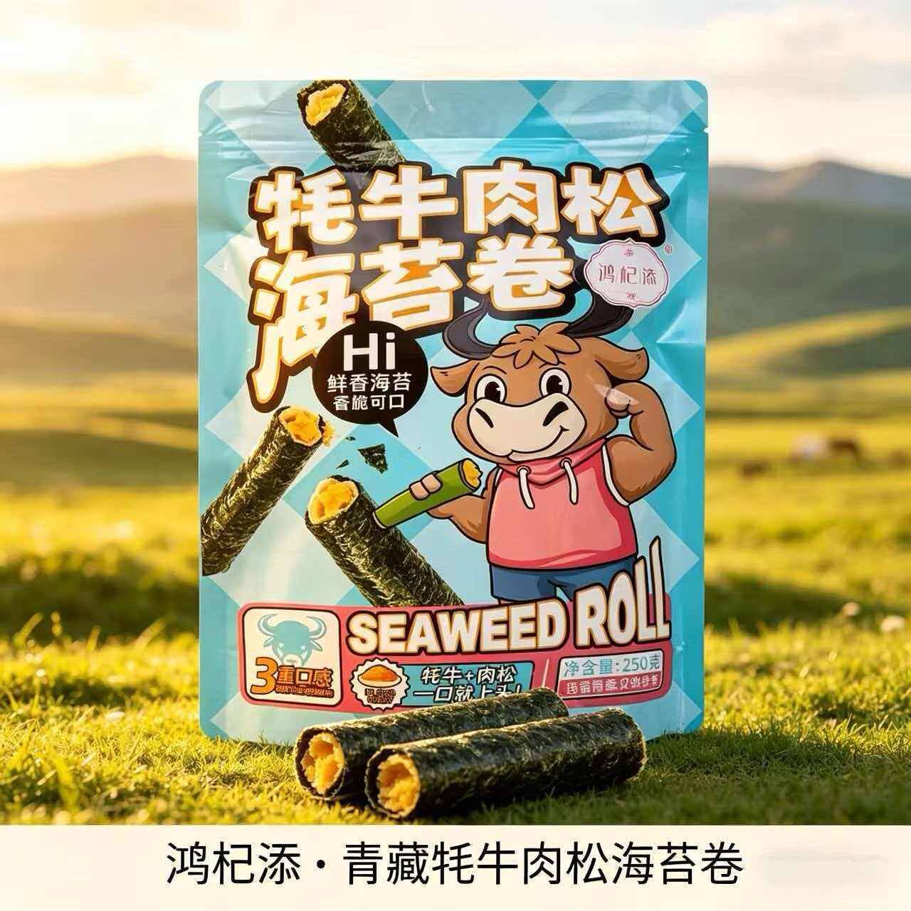 牛肉松鸿杞添青海西北特产海苔香脆可口小孩爱吃牦牛肉松海苔卷2
