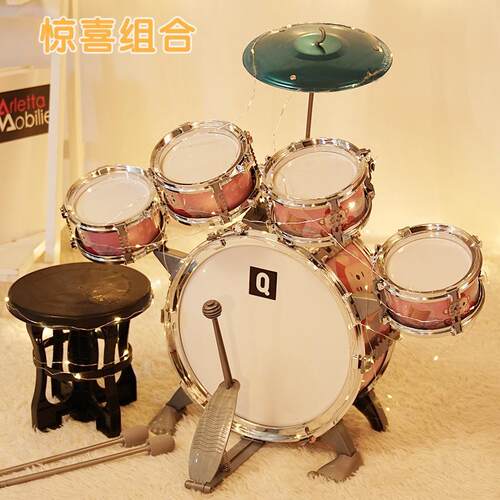 高档儿童器架子鼓玩具岁爵士乐3/宝6初学入门打击男宝女孩52者/8