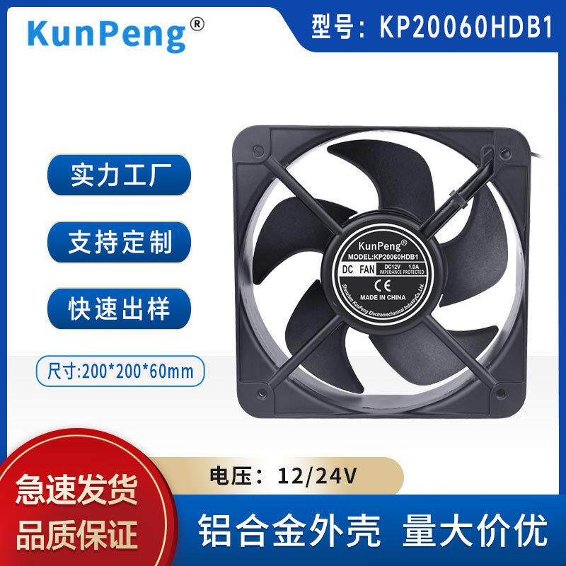 DC20060直流风扇20cm充电桩光伏逆变器12V/24V滚珠静音散热风扇
