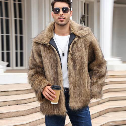 Men's collar short imitation jacket warm coat