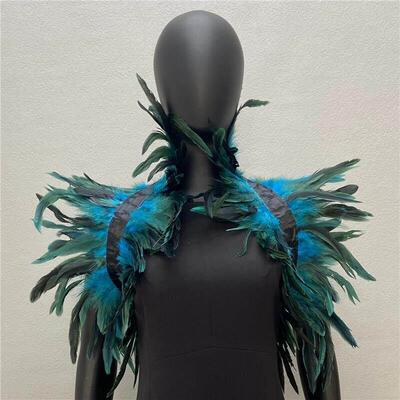 Feather shawl cape performance dance party Feather vest fak