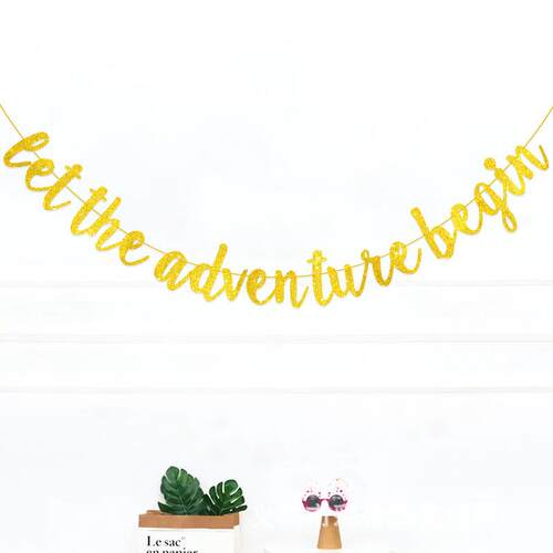 婚庆退休节日派对装饰用品 let the adventure begin闪粉拉花拉旗