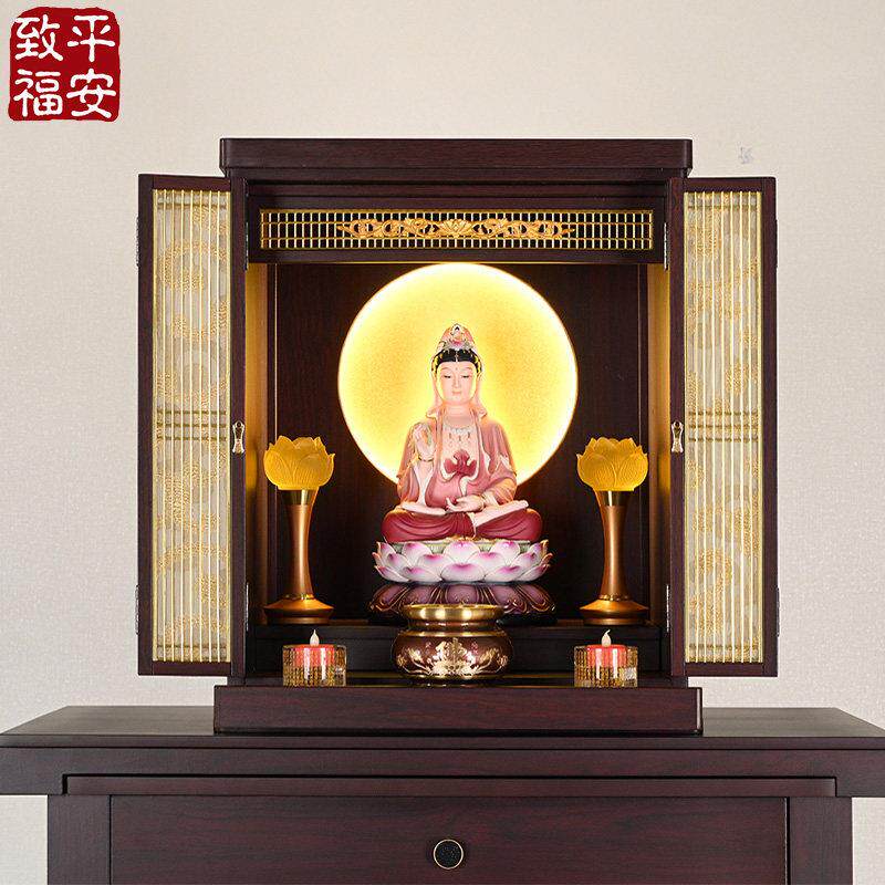佛龛带门现代简约家用供台佛柜供奉观音财神龛佛台中式挂壁式吊柜