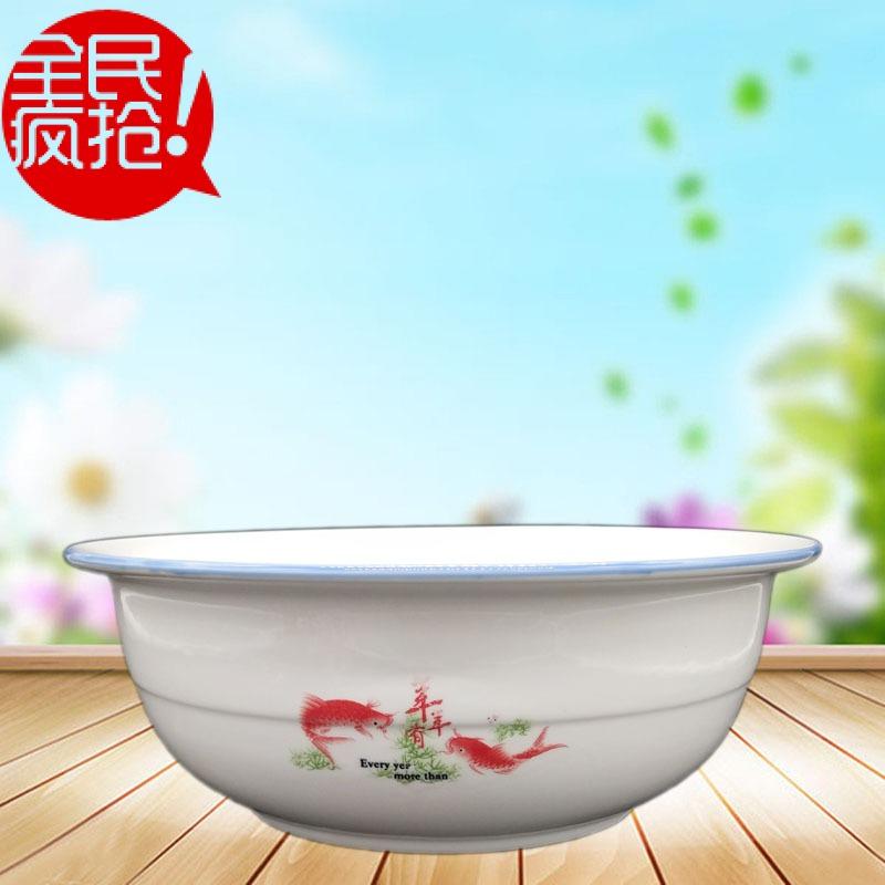 加厚老式手工陶瓷和面盆包邮陶瓷盆发面盆揉面盆不粘省力陶瓷面盆