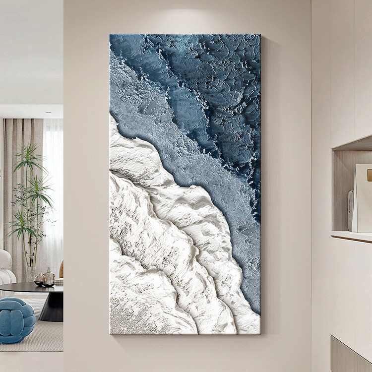 肌理侘装饰画北欧寂奶油抽象挂画客厅入户门风风画玄关海浪画墙壁