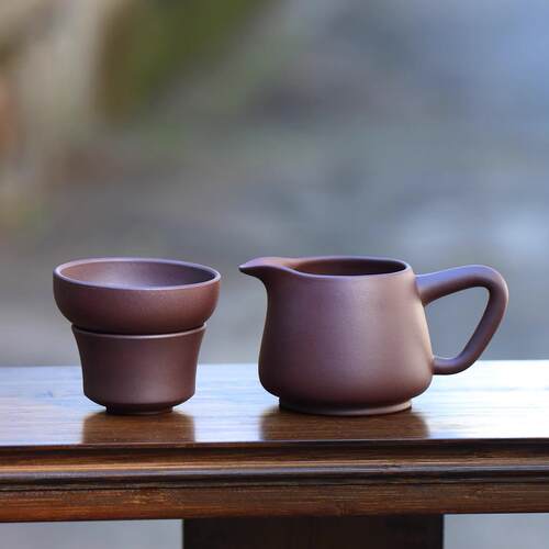 50毫升紫泥公道杯茶漏口杯茶道配件茶漏老紫泥公道杯250cc公道杯