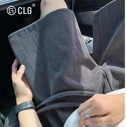 香港CLG潮牌麦穗纹提花设计短裤男夏季新款潮牌宽松休闲五分裤子
