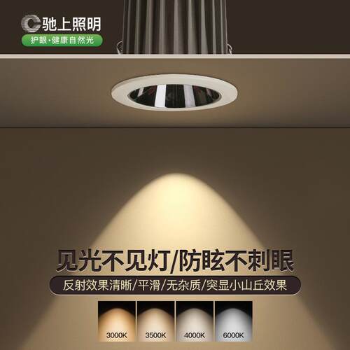 led孔灯嵌入式酒店家用高显指天花灯防眩防水IP44COB筒灯防水防眩