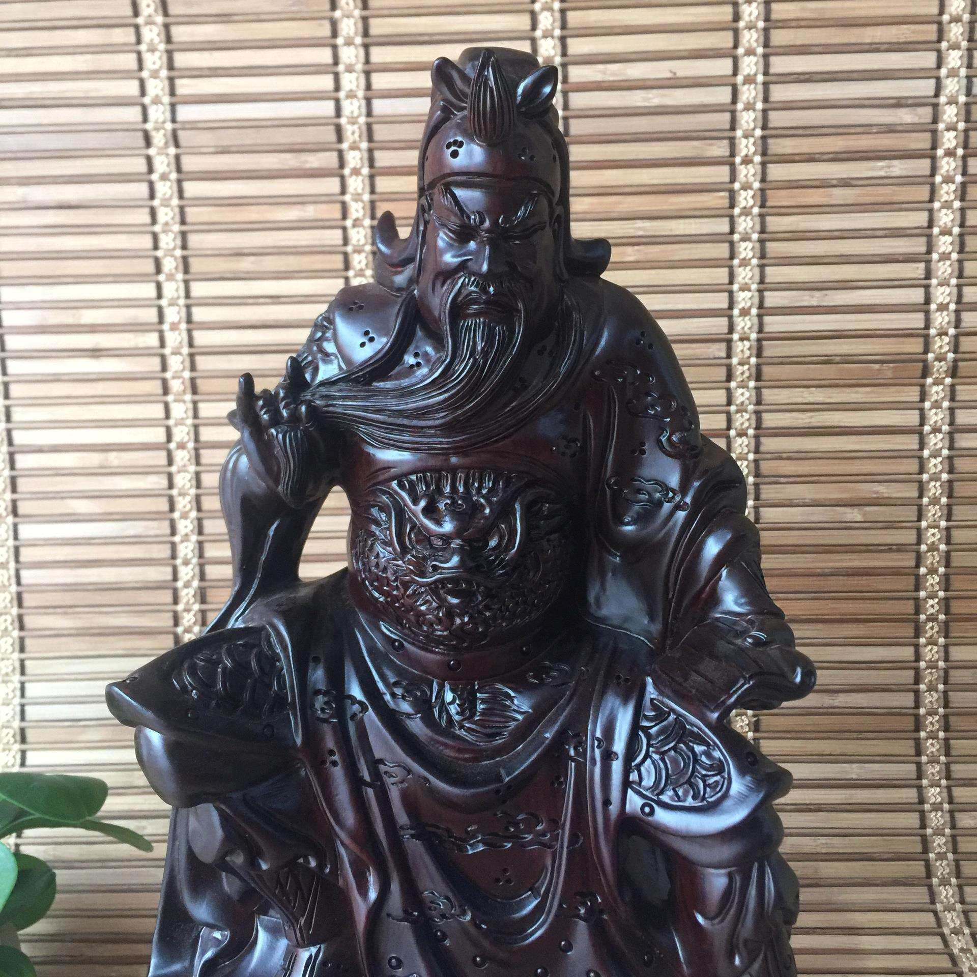 厂家 看书羽木雕摆件 关公夜读春秋黑檀实木雕刻木质工艺品