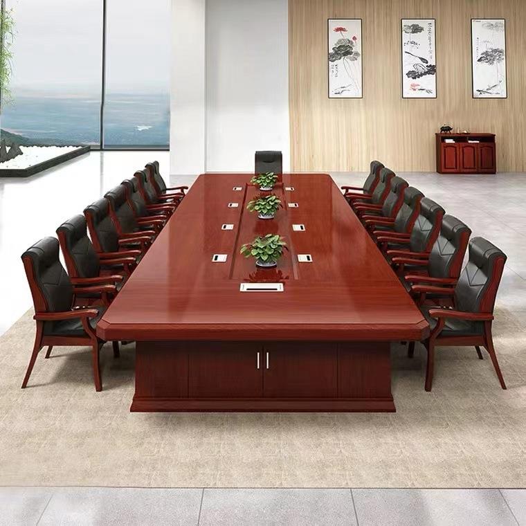 大型会议室会议桌现代简约油漆贴实木皮多人洽谈开会办公桌椅组合