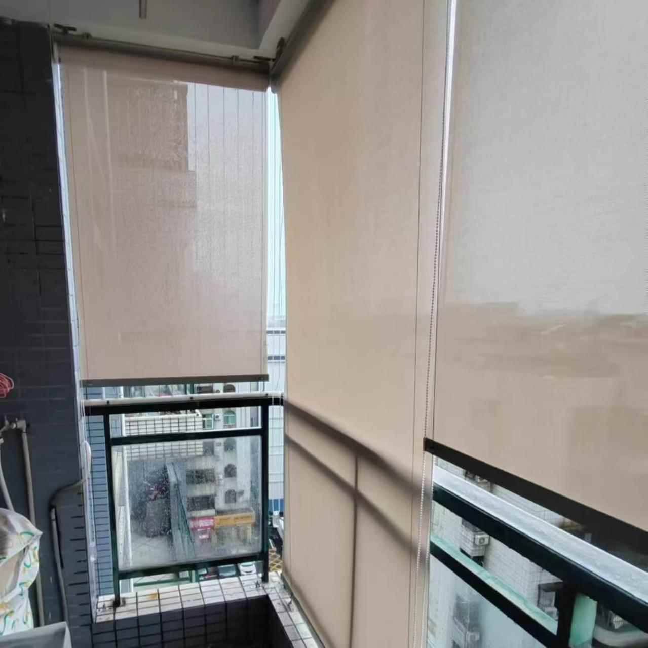 ?亭遮阳窗风帘阳台防卷帘办公室天Fh(x}^lx台户外凉防雨动隔热智