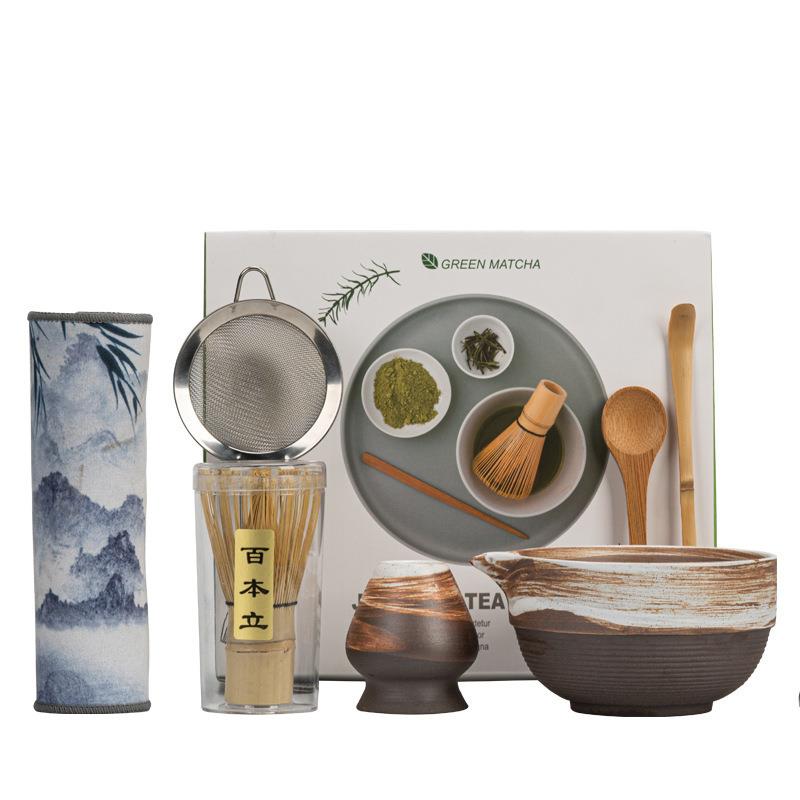 陶瓷茶具配件抹茶碗五件套装创意手工点茶工具茶筅尖嘴抹茶碗