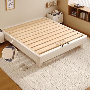 纯实木无床头排骨架床架燕尾榫静音齐边床小户型双人床可定制尺寸