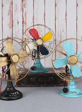 直销新款复古怀旧创意80年代老式铁艺电风扇模型酒吧餐厅摄影店道