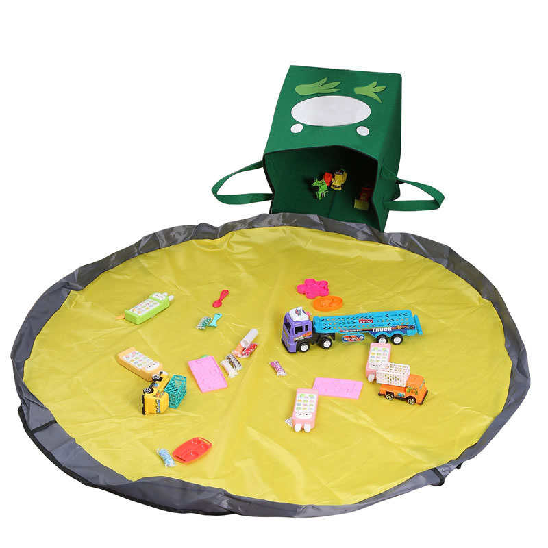 新款方形布艺收纳筐带盖拉链折叠收纳箱配儿童防水游戏垫1498