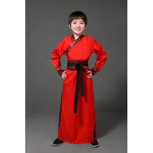 高档汉服男童古装侠客书生古风学生中国风礼人学书国童表成演服三