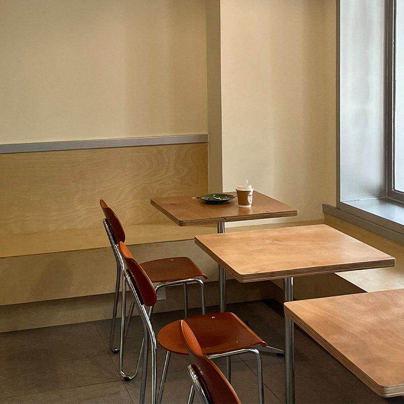 北欧咖啡厅海洋板桌椅组合中古奶茶甜品烘焙店不锈钢餐桌商用桌子