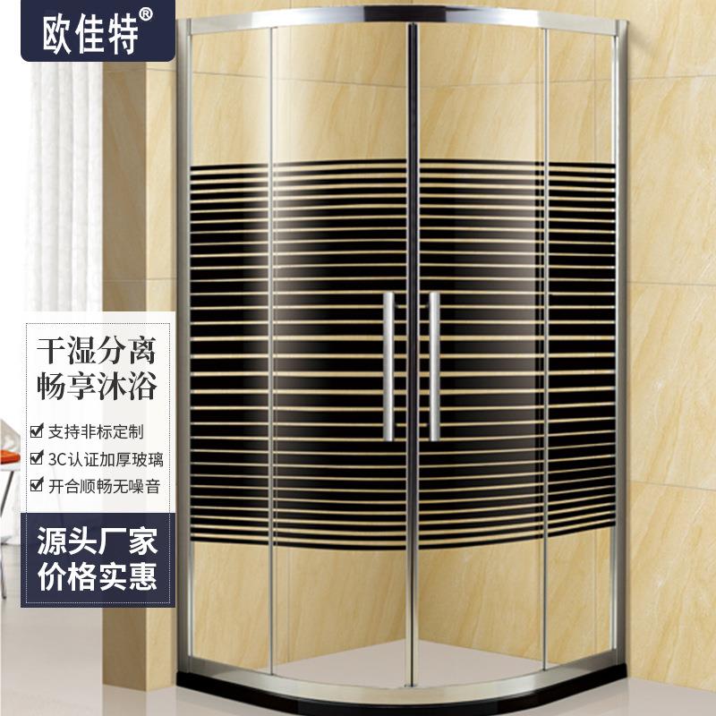 304不锈钢440轴承双滑轮铝合金玻璃工程淋浴房实心人造石基
