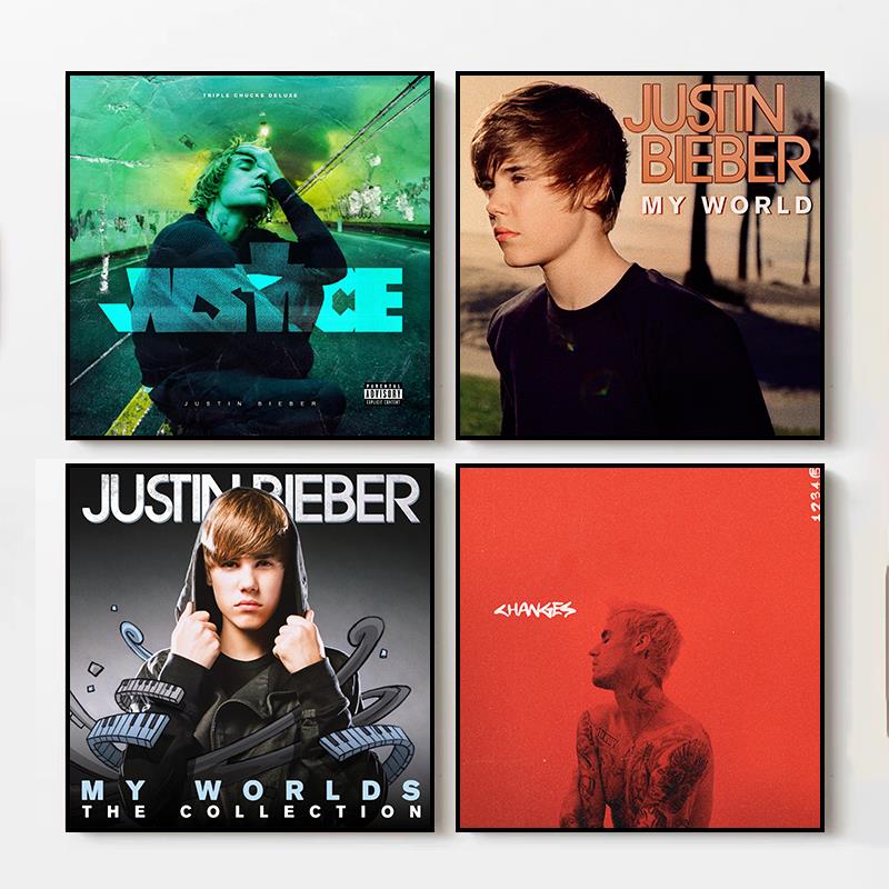 Justin Bieber贾斯汀比伯挂画专辑封面装饰画欧美歌手酒吧卧室画图片