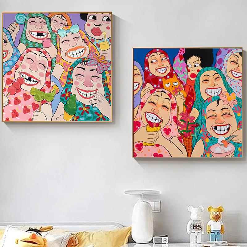 海贼王大妈卡通装饰画姐妹花卧室房间北欧高级感床头正方形挂画图片